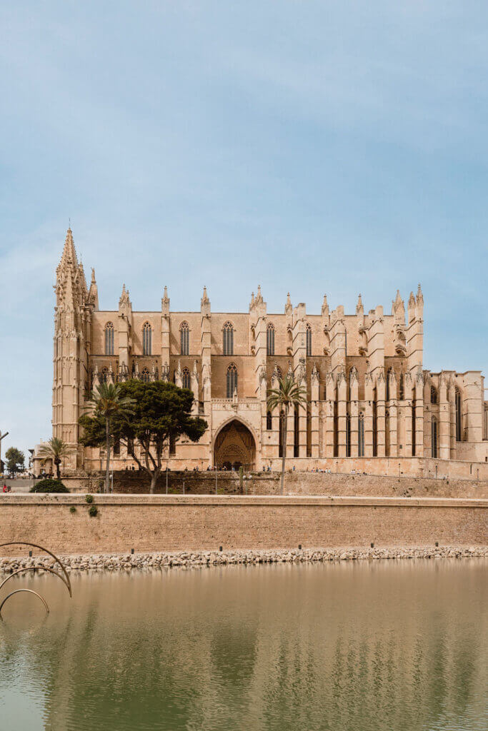 The Gothic La Seu Palma Cathedral across the water in Mallorca