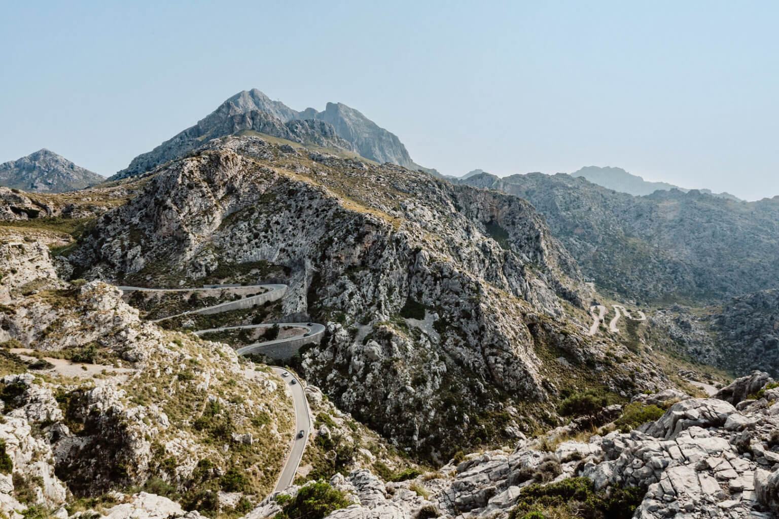 Sa Calobra road winding through Tramuntana mountains Mallorca