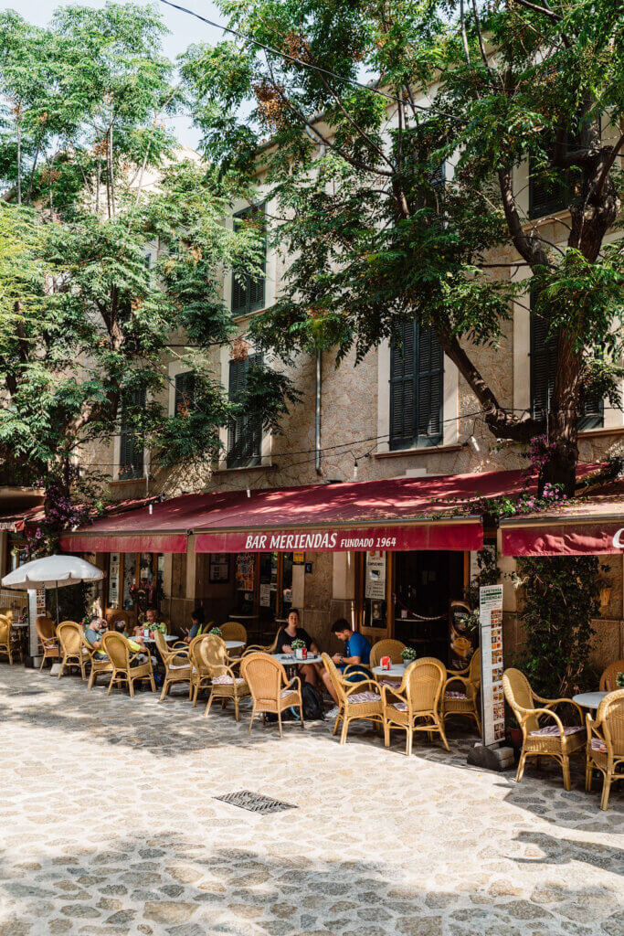 Valldemossa Mallorca outdoor cafe restaurant street scene