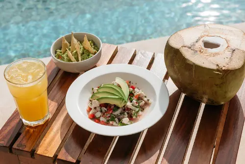 Ceviche and guacamole at Casa Zicatela