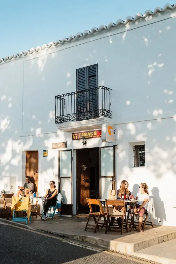 Local estanco and bar in San Miguel village, Ibiza, capturing authentic island life and rustic charm