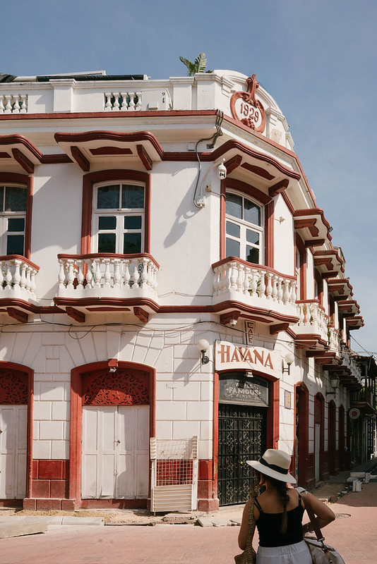 Historic colonial architecture in Cartagena's Old City, Colombia