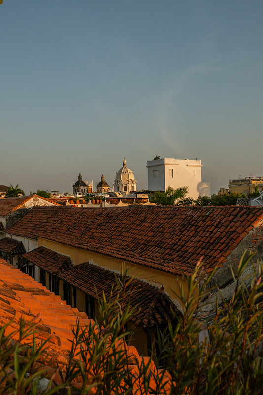 Rooftops overlooking Cartagena's historic Old City in Colombia