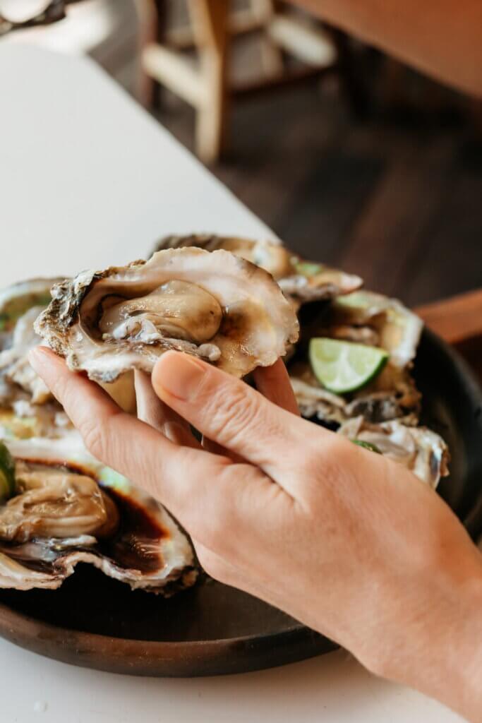 Fresh oysters and seafood served on the coast of Puerto Escondido, Mexico