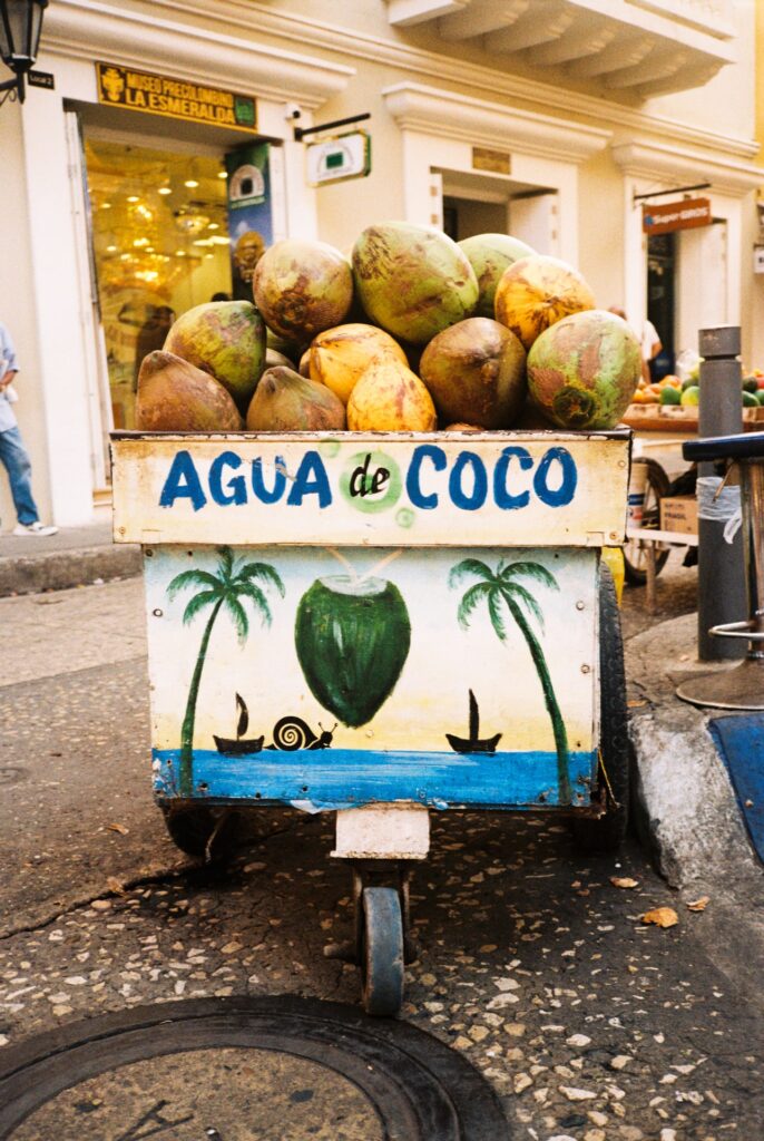 street-cart-coconuts-cartagena-colombia