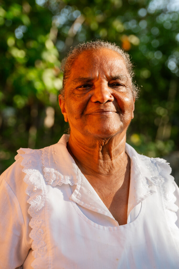 Portrait of a local woman in the tropical surroundings of the Rosario Islands, Colombia
