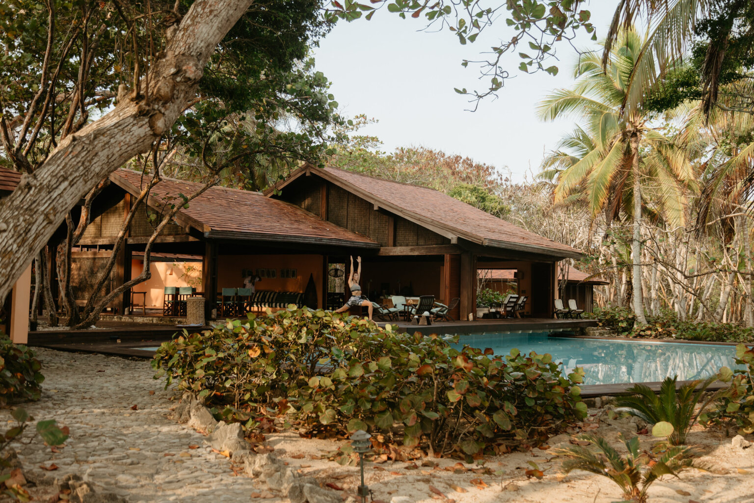 Yoga at the pool in Casa Ceiba, Isla Barú