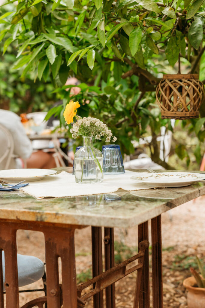 A table in the garden of La Paloma restaurant San Lorenzo Ibiza