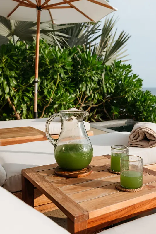 Fresh green juice at Casa Nopal