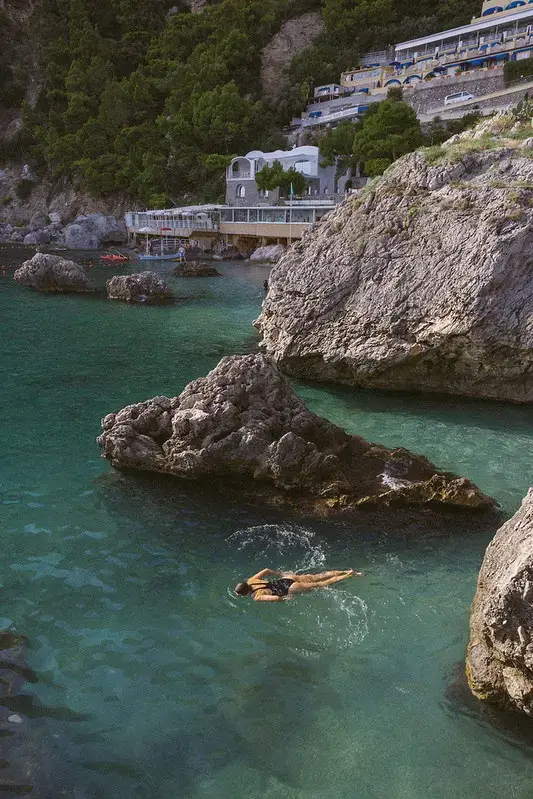 Swimming in the sea at Marina Piccola