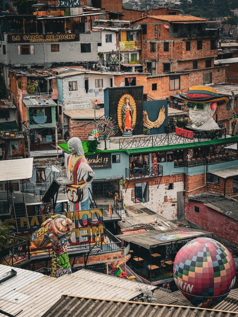 Colourful hillside neighbourhood in Medellín's Comuna 13