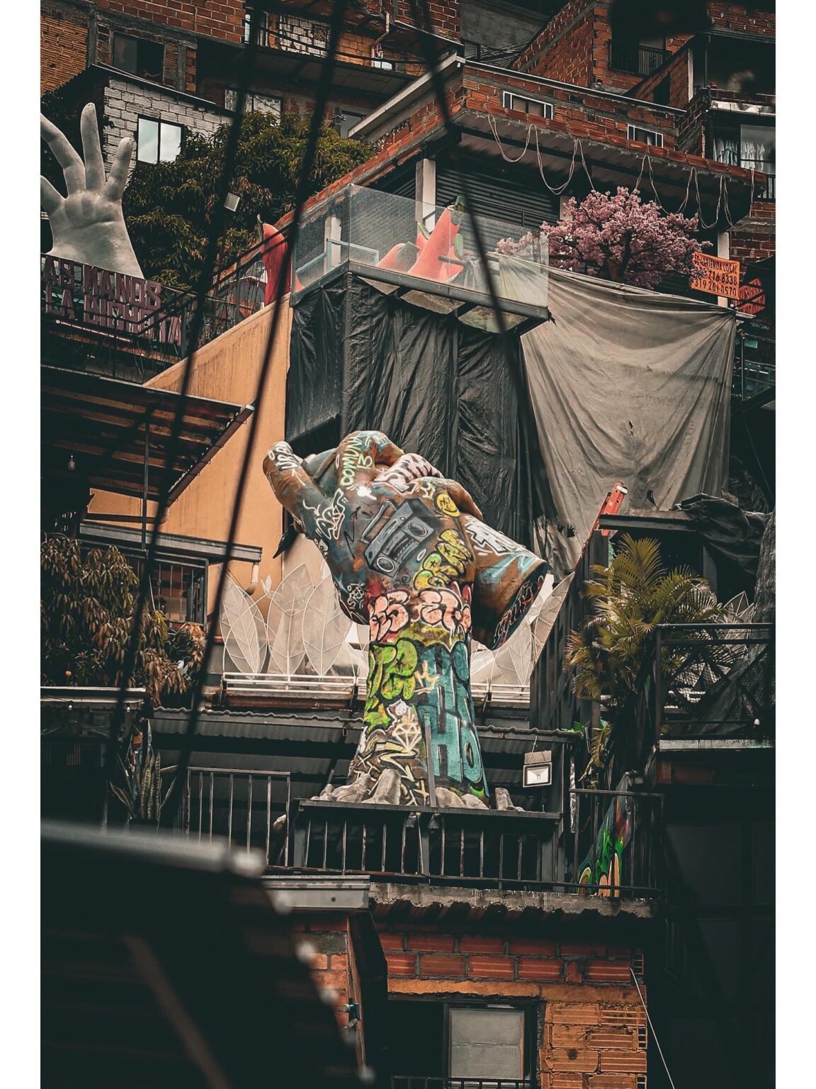 Colourful street art and buildings in Comuna 13, Medellín